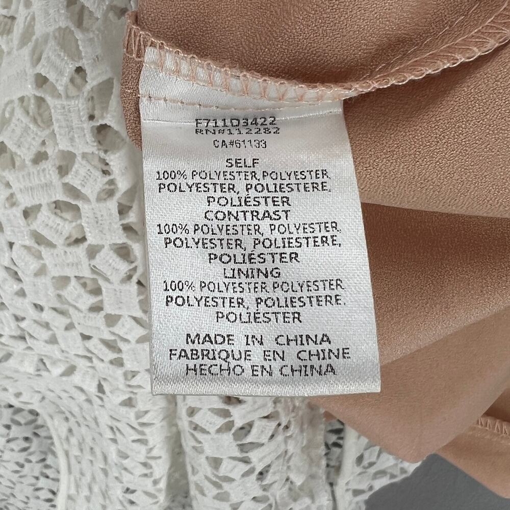 BARNEYS NEW YORK Crochet Lace Dress Womens XS White V-neck Sleeveless Tulip Midi - Picture 10 of 16